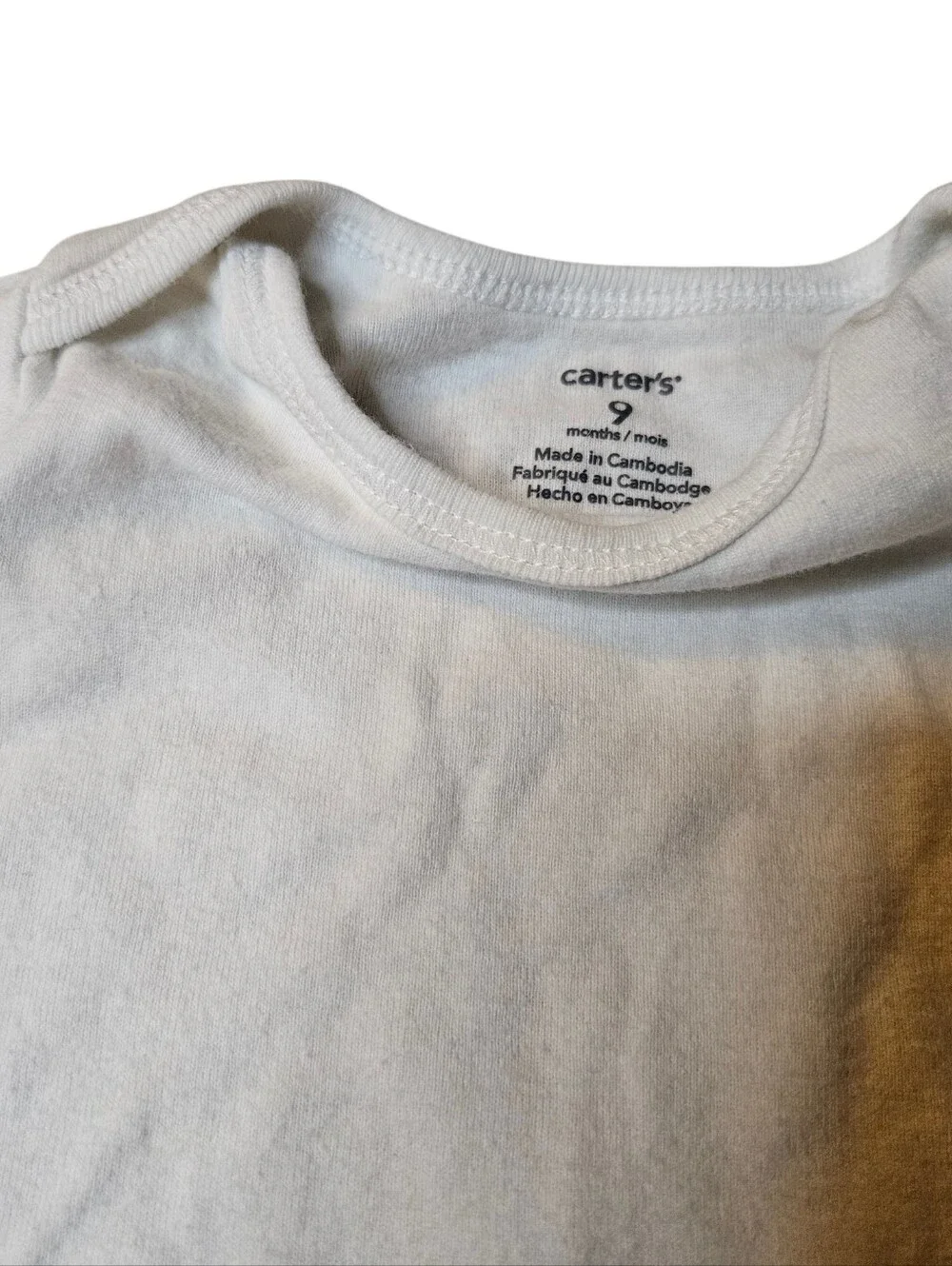 Carter's 9M White Short Sleeve Bodysuits 2 Pack